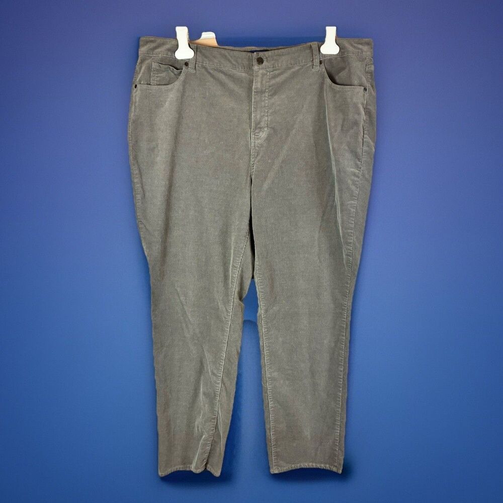 Talbots Women’s Gray Corduroy High Waist Straight Leg Curvy Fit Size 20W